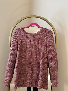 Pull&Bear Pink Marled Crewneck Sweater